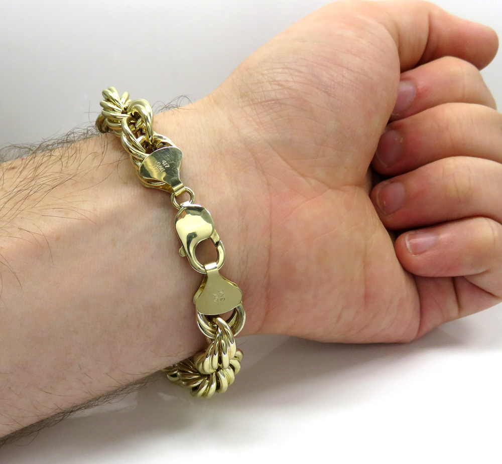10k yellow gold hollow smooth xl rope bracelet 9