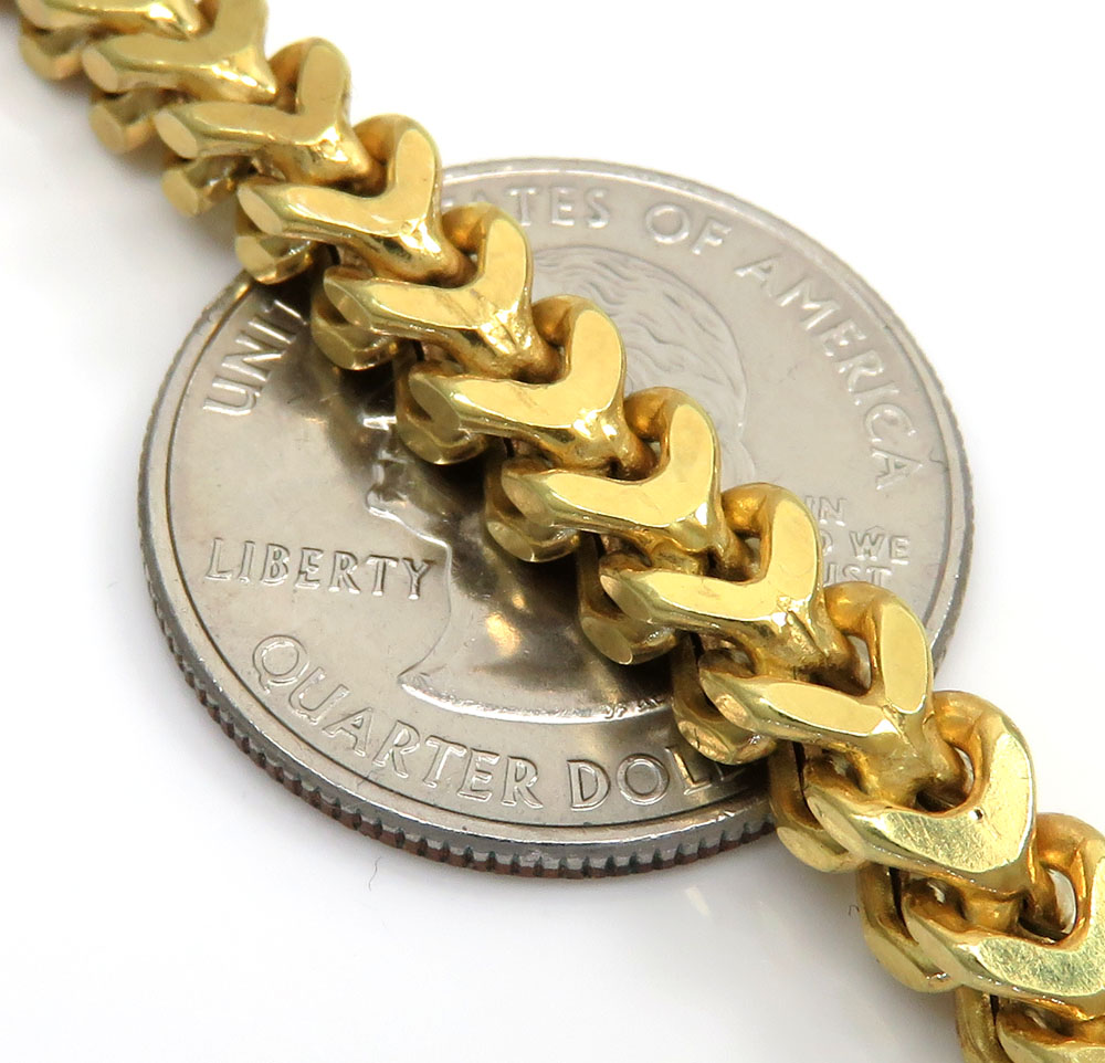 925 yellow sterling silver thick franco link chain 26-30 inch 5mm - Image 3