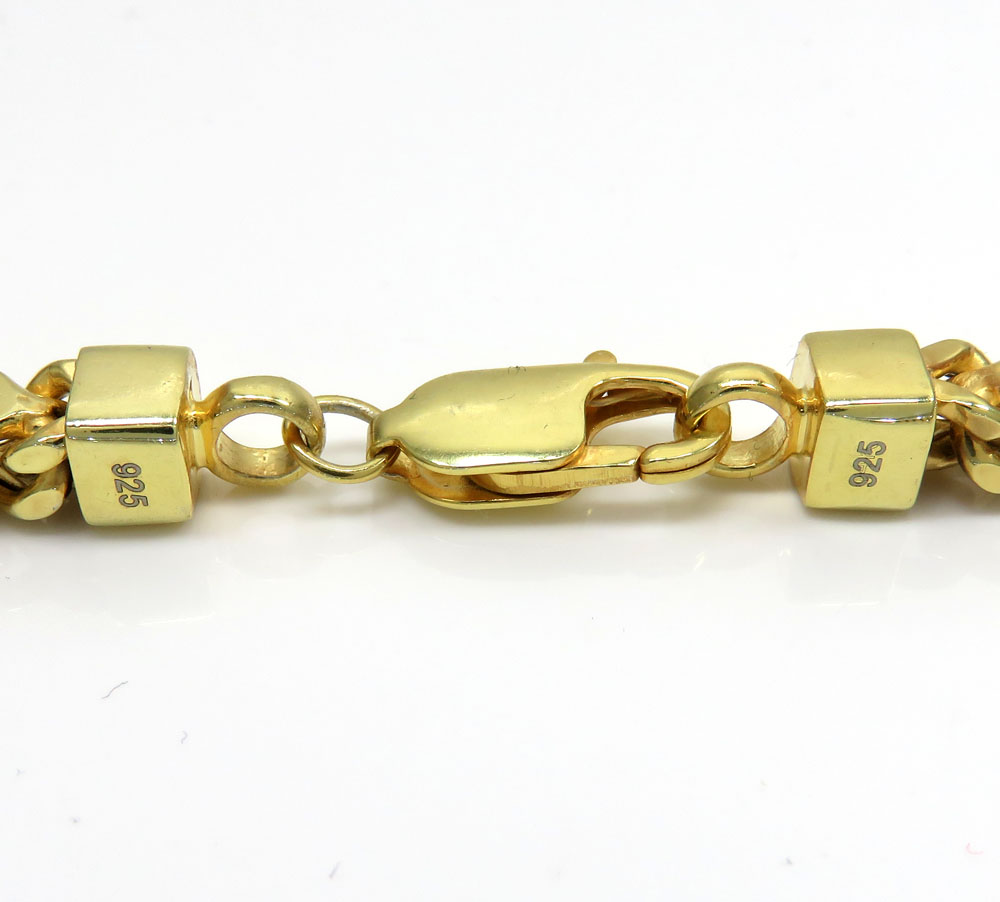 925 yellow sterling silver thick franco link chain 26-30 inch 5mm