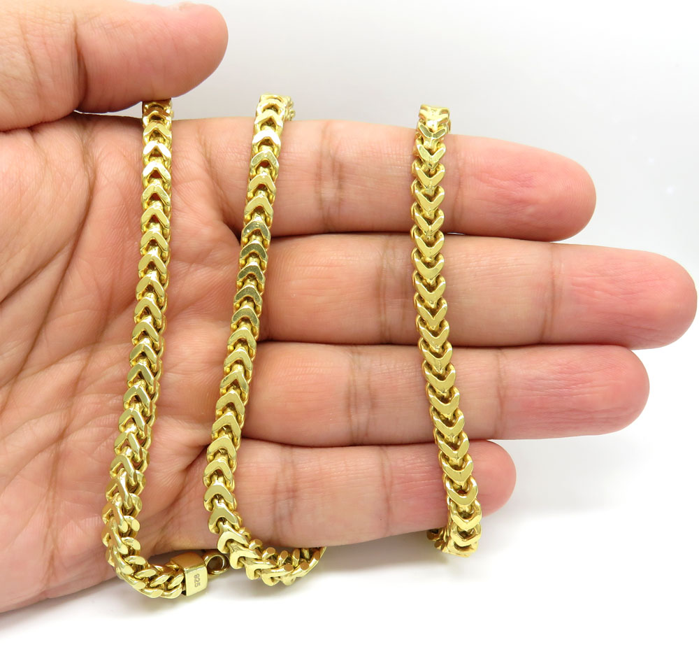 925 yellow sterling silver thick franco link chain 26-30 inch 5mm - Image 5