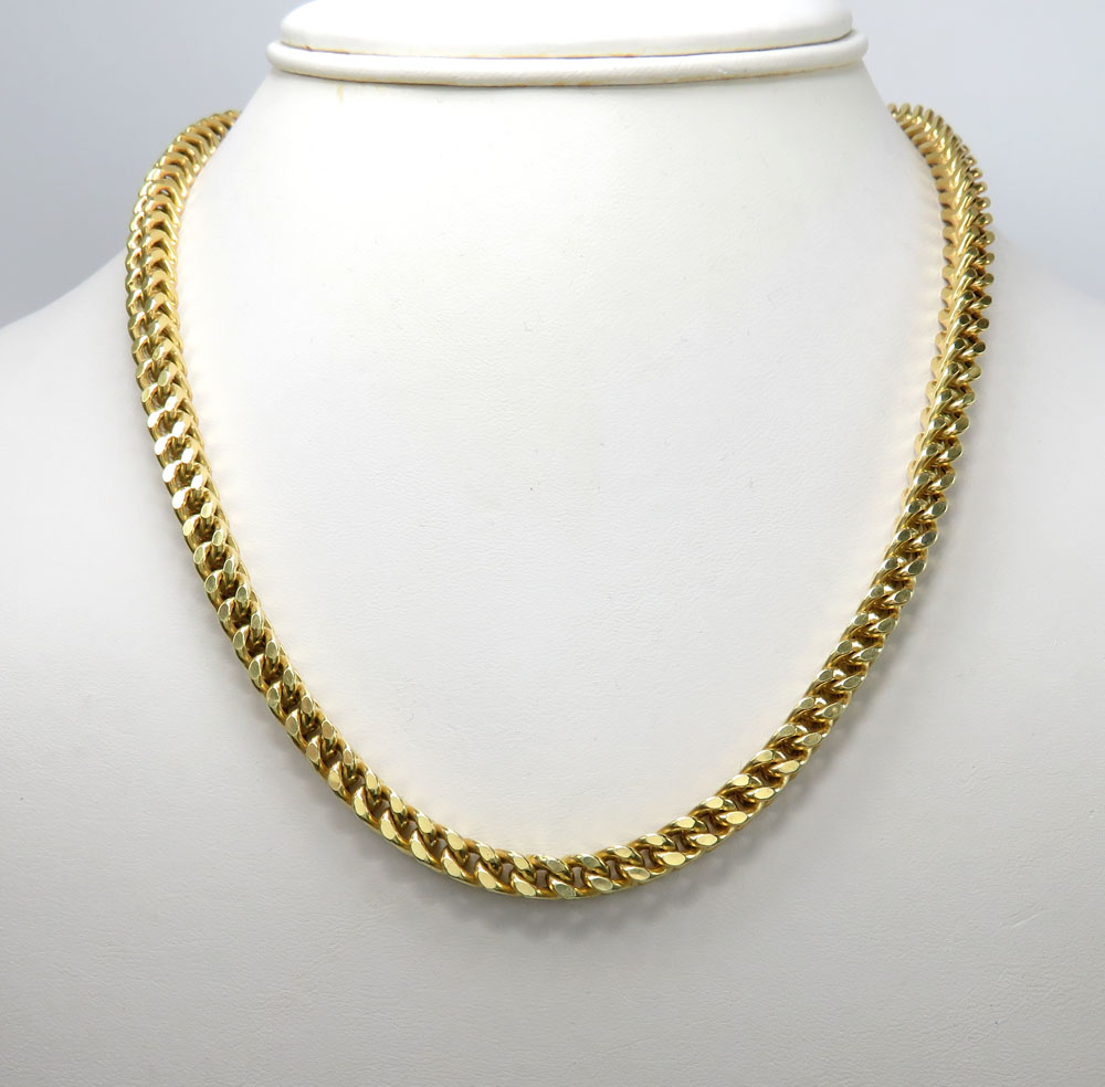 925 yellow sterling silver thick franco link chain 26-30 inch 5mm - Image 6