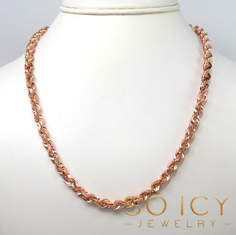 14k rose yellow or white gold solid diamond cut rope chain 18-26 inches 6mm - Image 6