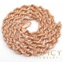 14k rose gold solid diamond cut rope chain 24-26 inches 5mm