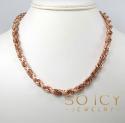 14k rose gold solid diamond cut rope chain 20-26 inch 6.50mm