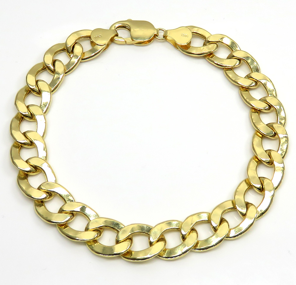 10k yellow gold hollow cuban bracelet 9 inch 11mm 