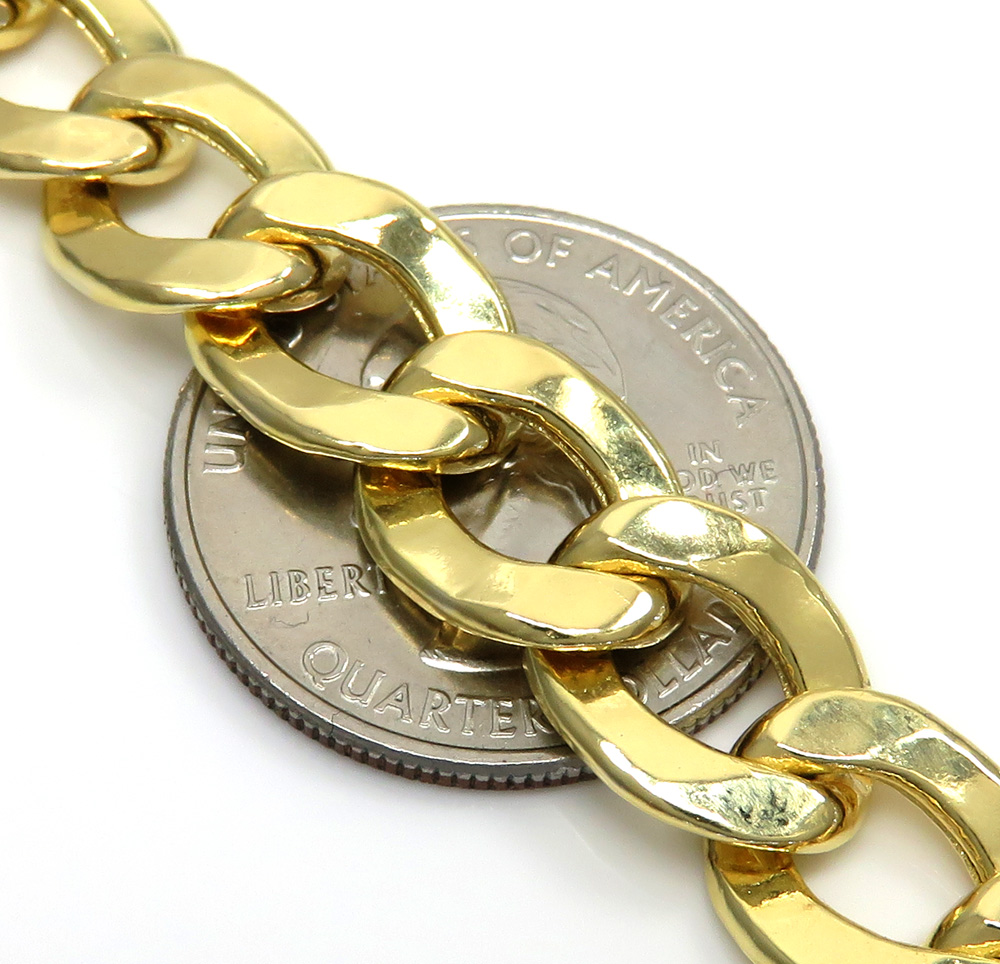 10k yellow gold hollow cuban bracelet 9 inch 11mm 