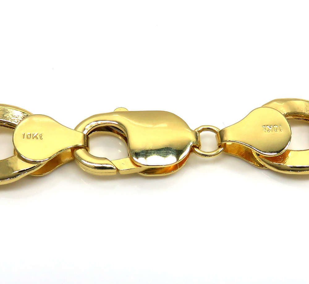 10k yellow gold hollow cuban bracelet 9 inch 11mm 