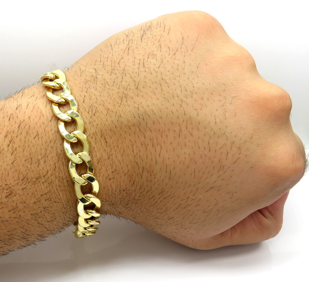 10k yellow gold hollow cuban bracelet 9 inch 11mm  - Image 5