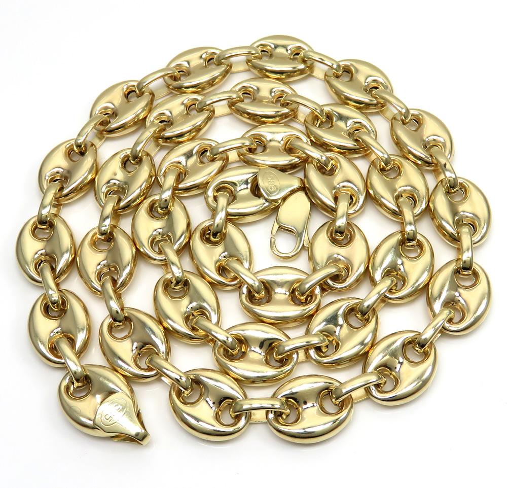 14k yellow gold gucci puff link chain 24-26 inches 11.50mm