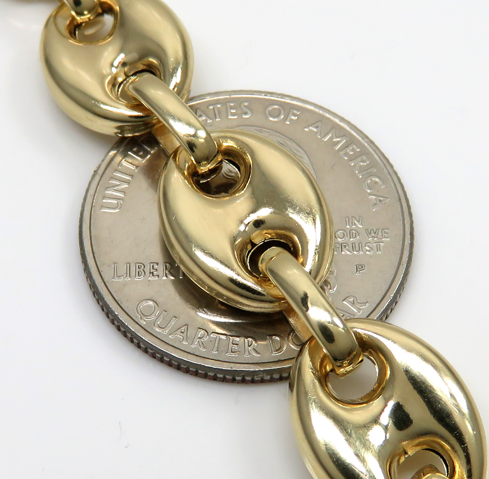 14k yellow gold gucci puff link chain 24-26 inches 11.50mm
