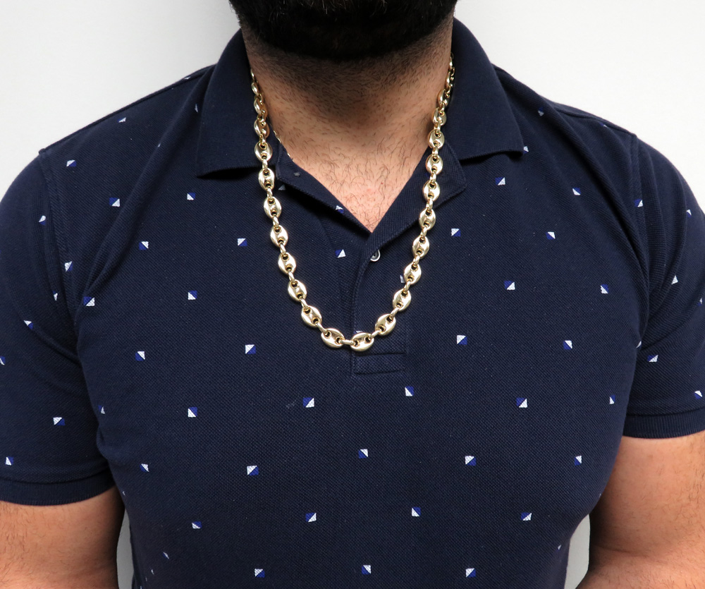 14k yellow gold gucci puff link chain 24-26 inches 11.50mm