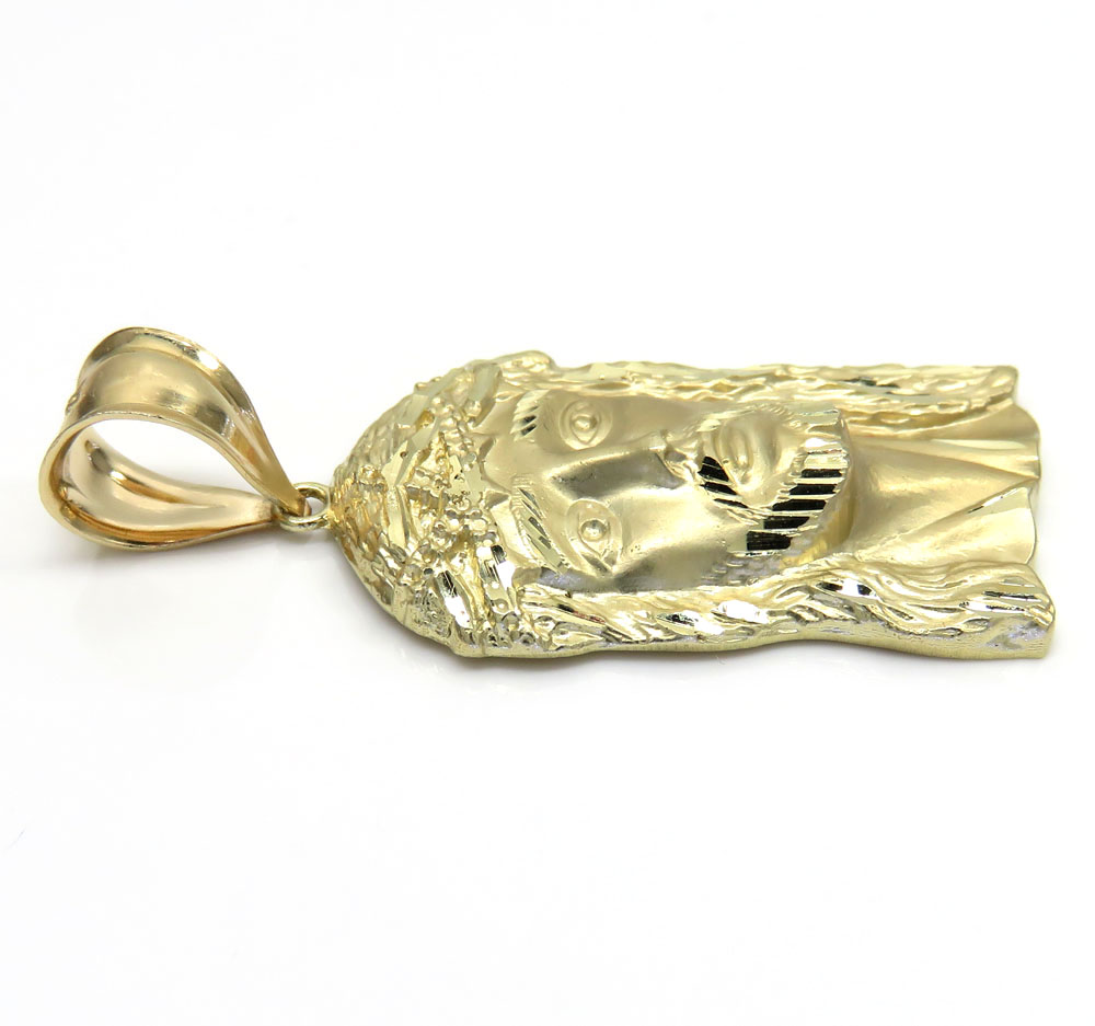 10k yellow gold medium classic jesus face pendant 