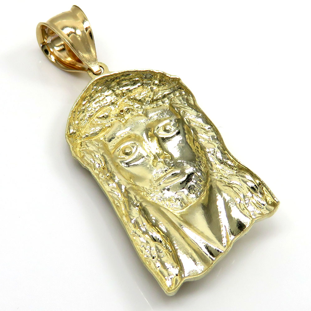 10k yellow gold medium classic jesus face pendant 
