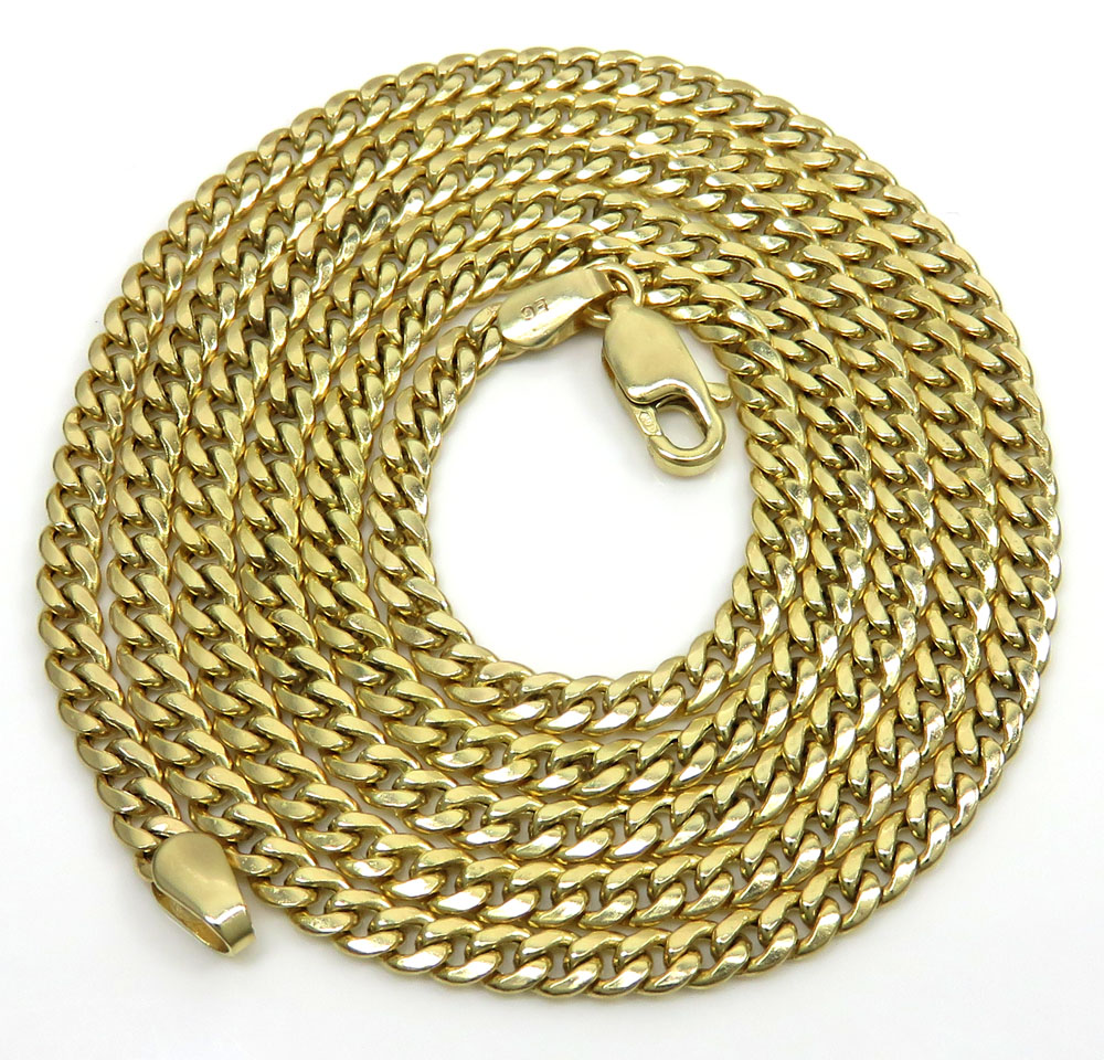 10k yellow white or rose gold skinny hollow puffed miami chain 18-24