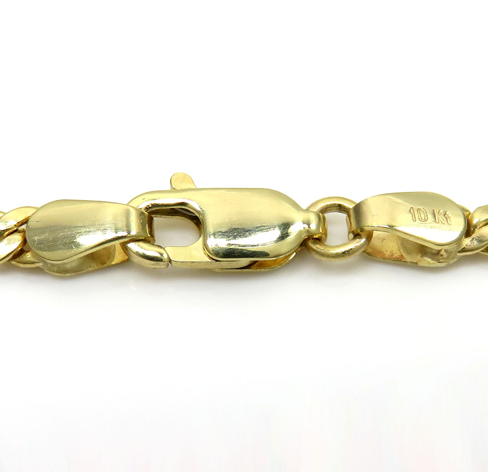 10k yellow white or rose gold skinny hollow puffed miami chain 18-24