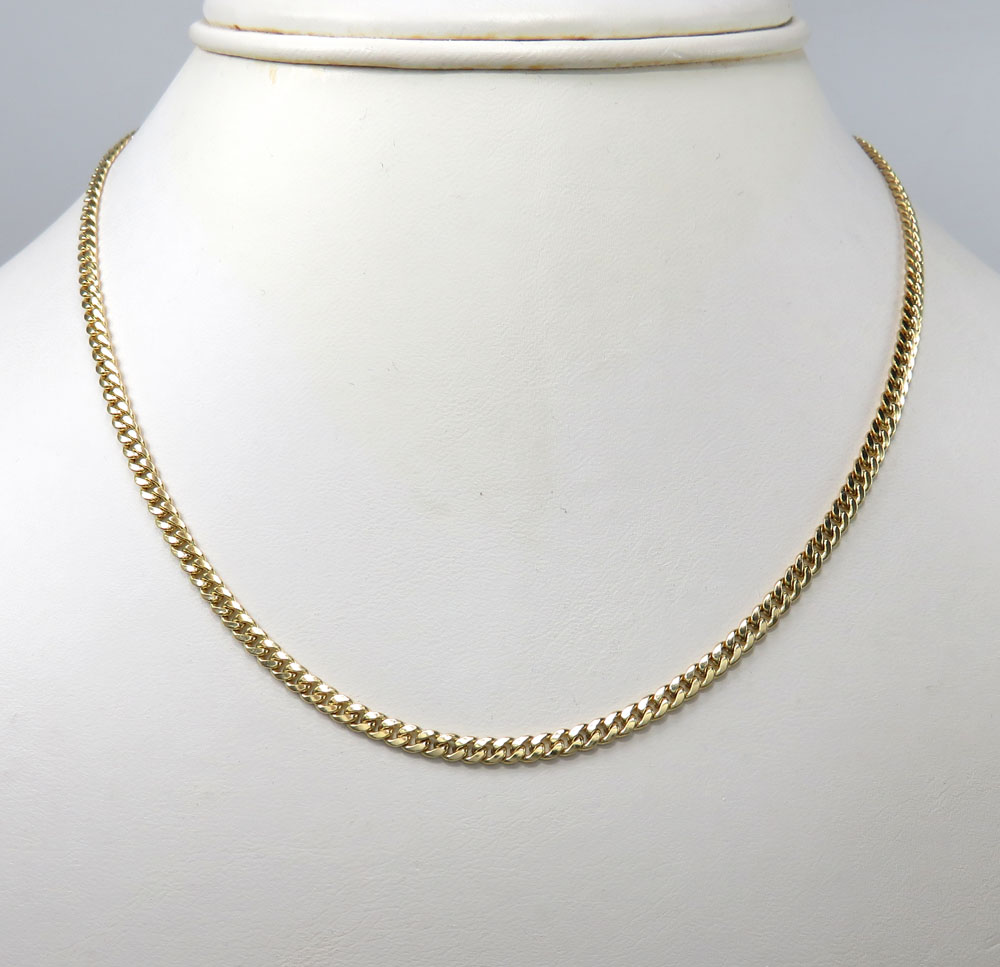 10k yellow white or rose gold skinny hollow puffed miami chain 18-24