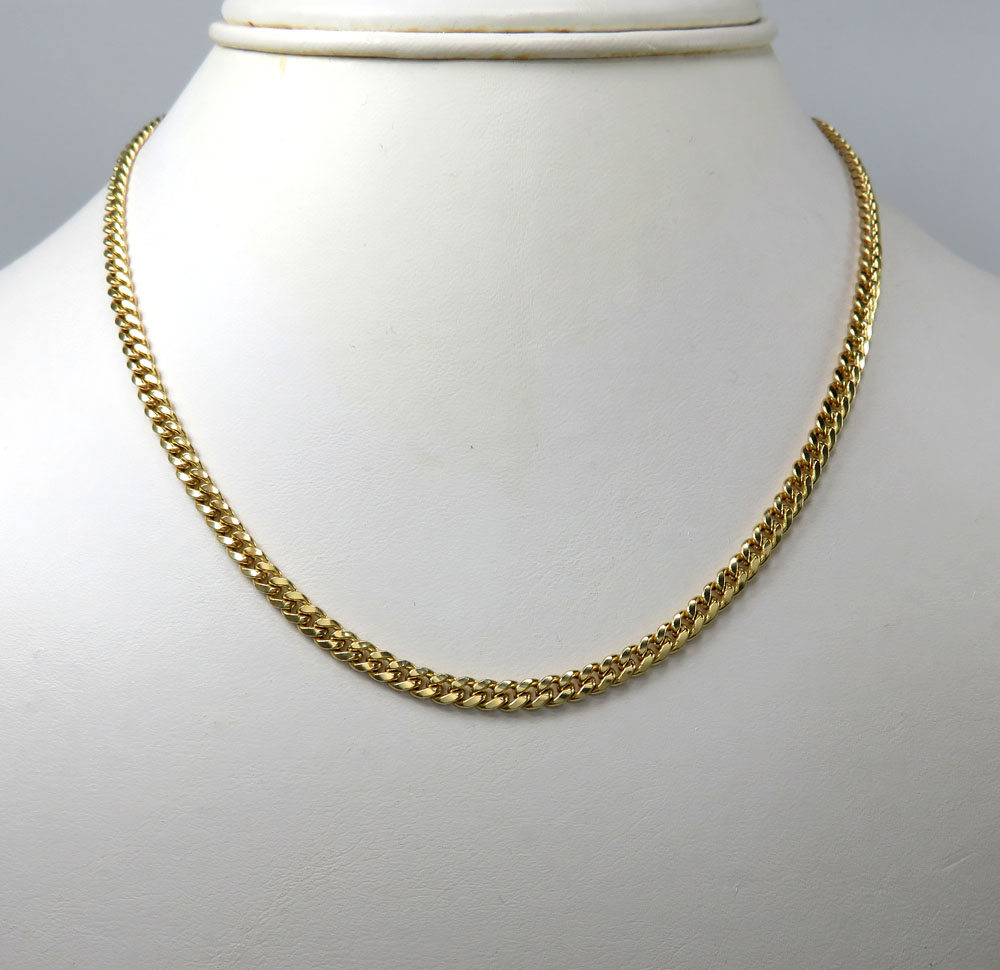 10k gold hollow puffed miami chain 18-26 inch 3.70mm