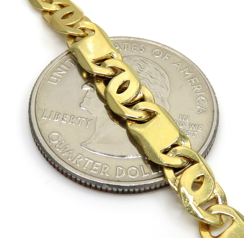 14k yellow gold solid tiger eye link chain 24-26 inches 6mm