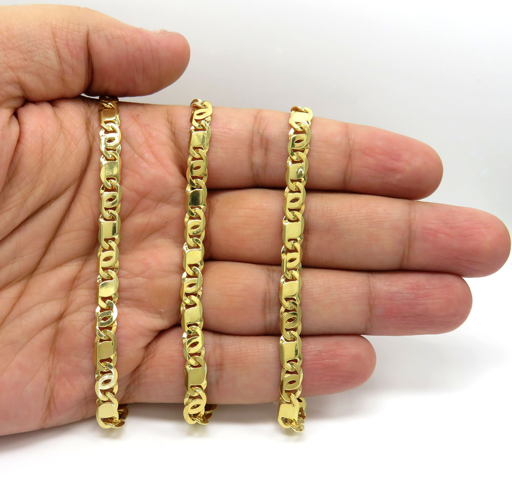 14k yellow gold solid tiger eye link chain 24-26 inches 6mm - Image 5