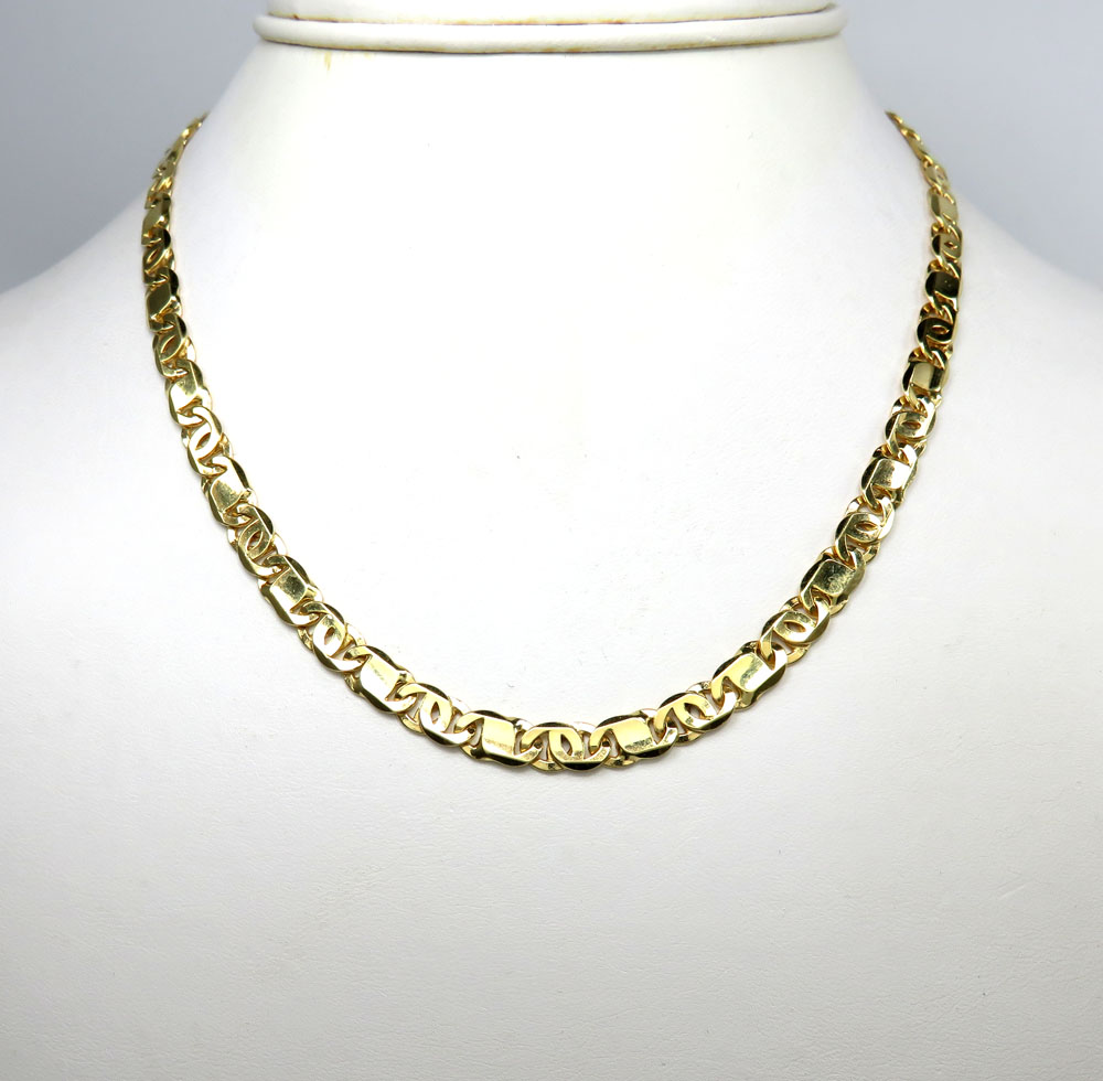 14k yellow gold solid tiger eye link chain 24-26 inches 6mm - Image 6