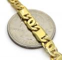 14k yellow gold solid tiger eye link chain 24-26 inches 6mm
