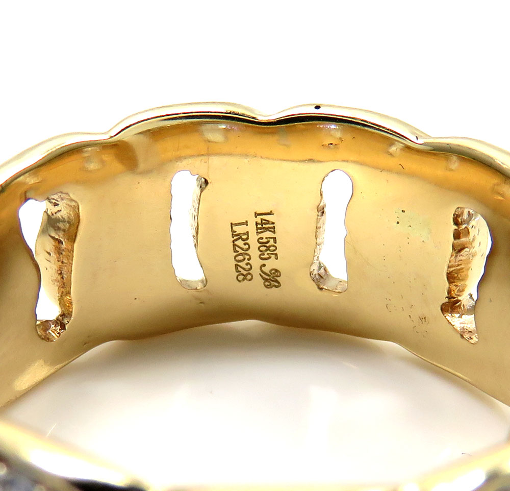 14k yellow gold solid fully iced diamond cuban ring 1.61ct - Image 4