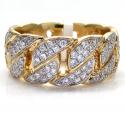 14k yellow gold solid fully iced diamond cuban ring 1.61ct