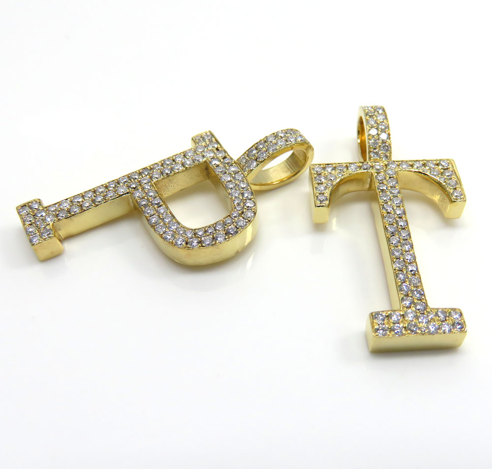 10k yellow gold diamond custom made initial pendant 0.50ct  - Image 2