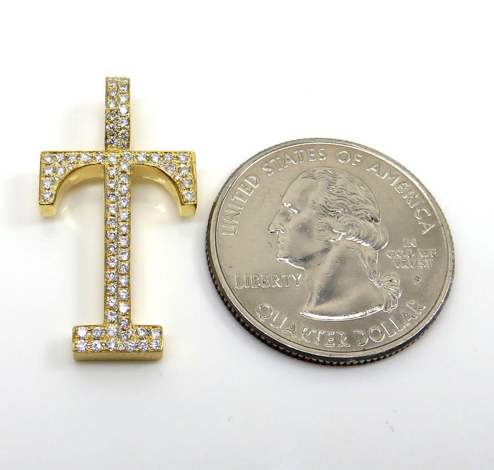 10k yellow gold diamond custom made initial pendant 0.50ct  - Image 3