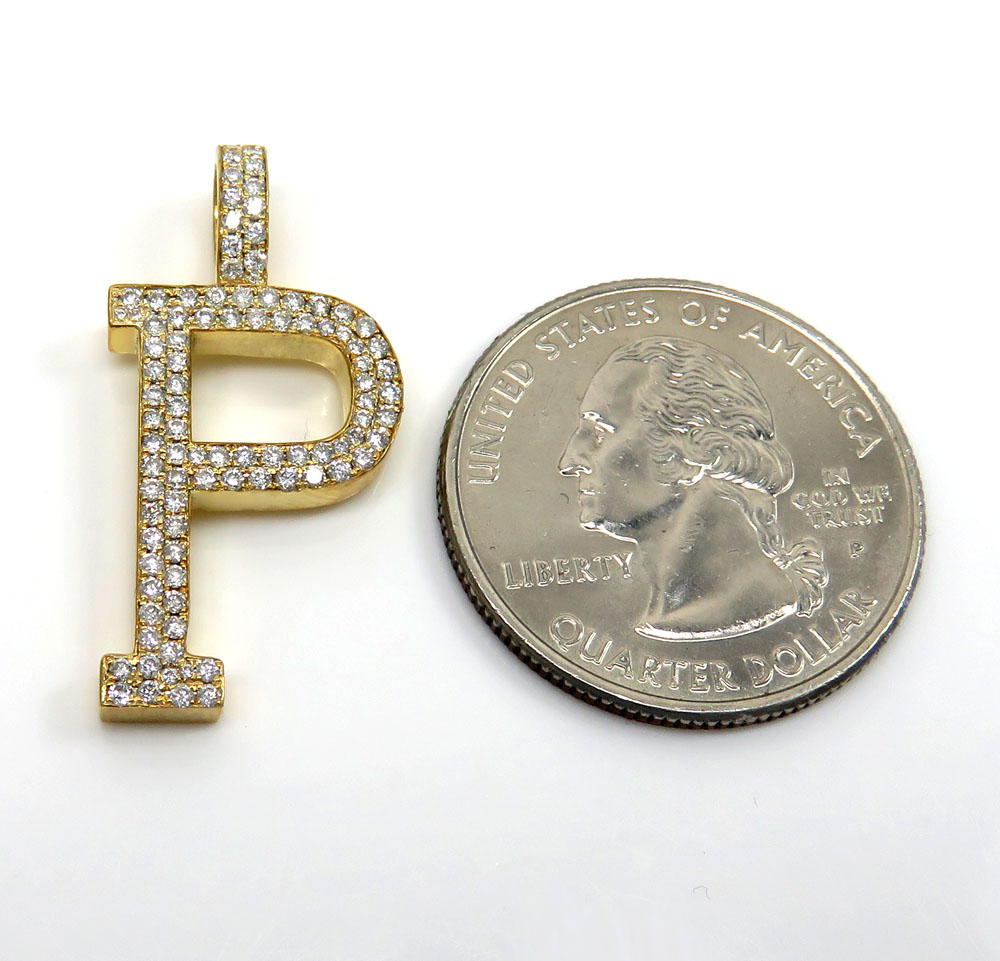 10k yellow gold diamond custom made initial pendant 0.50ct 