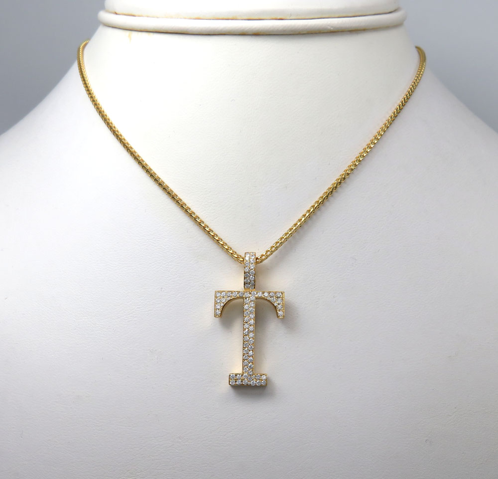 10k yellow gold diamond custom made initial pendant 0.50ct 