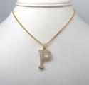 10k yellow gold diamond custom made initial pendant 0.50ct 