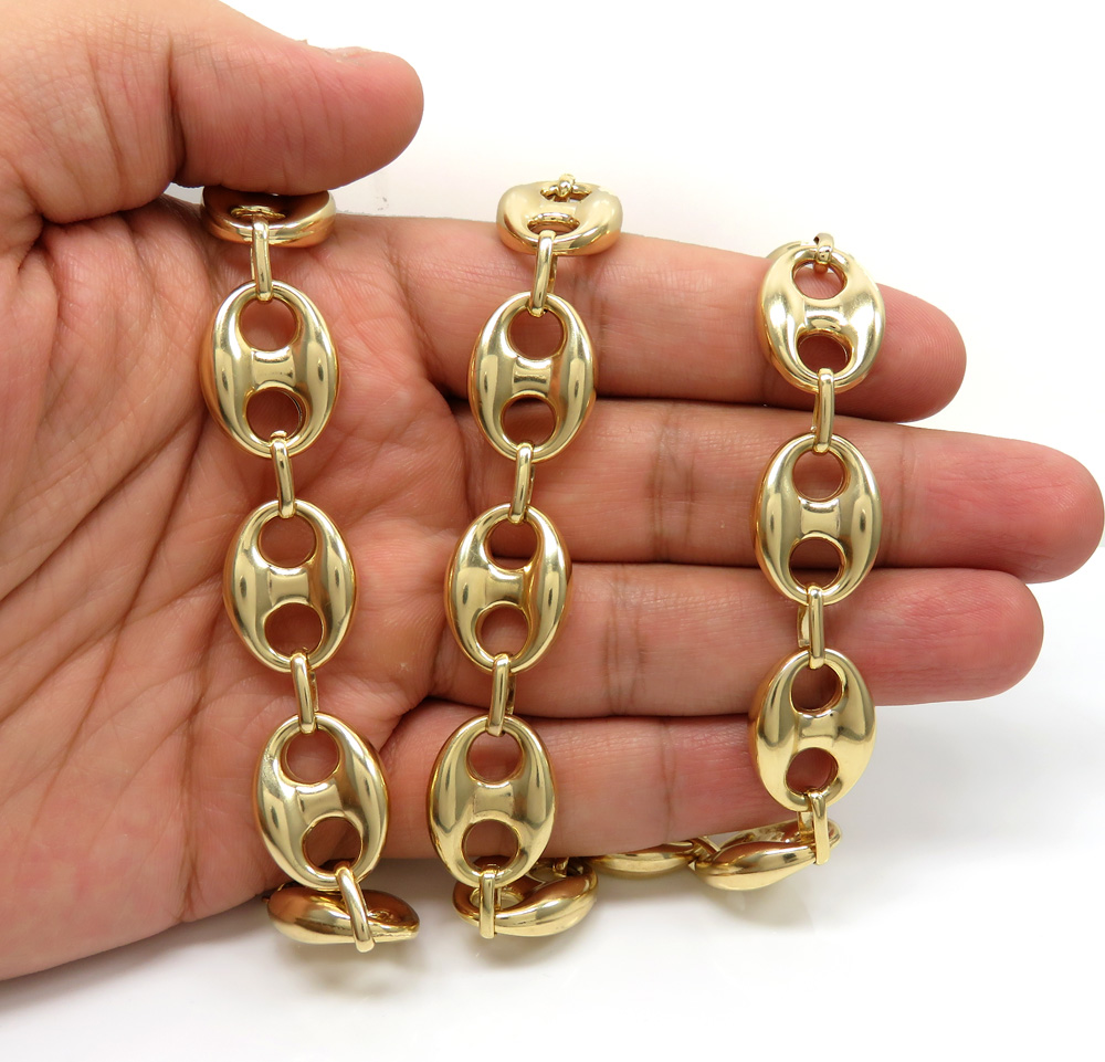 10k yellow gold hollow gucci link chain 24 inch 16.50mm 