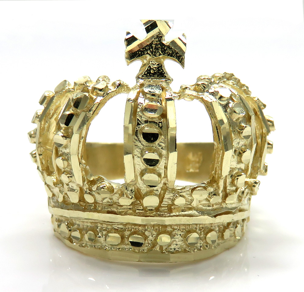 10k yellow gold nugget kings crown ring 