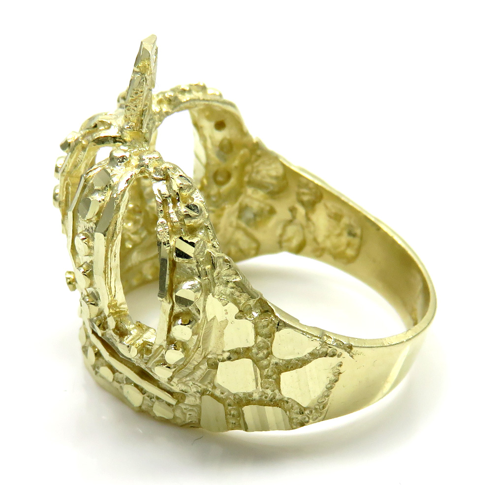 10k yellow gold nugget kings crown ring 