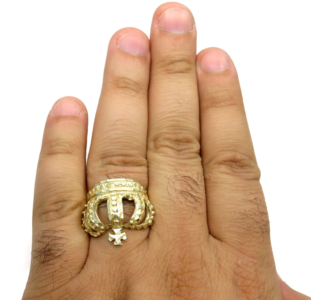 10k yellow gold nugget kings crown ring  - Image 5