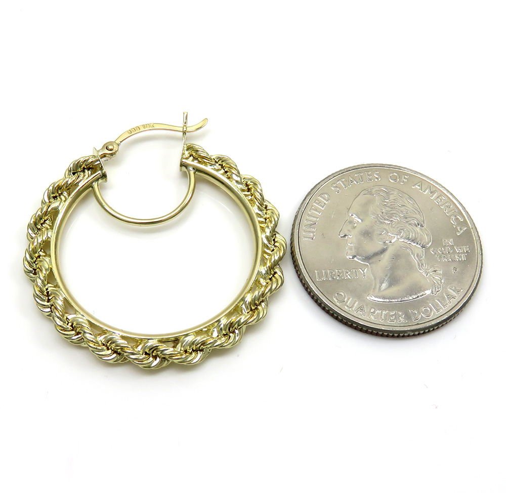 Ladies 10k yellow gold 3mm rope hoops  - Image 2