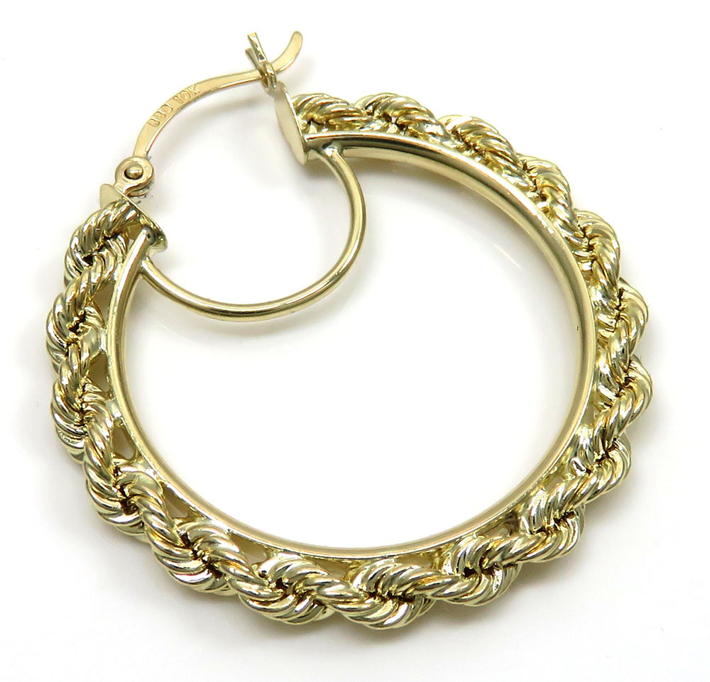 Ladies 10k yellow gold 3mm rope hoops  - Image 3