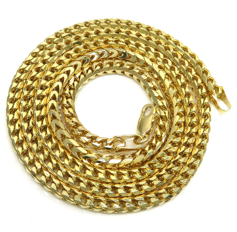 10k yellow gold tight hollow franco link chain 24 inch 3.2mm