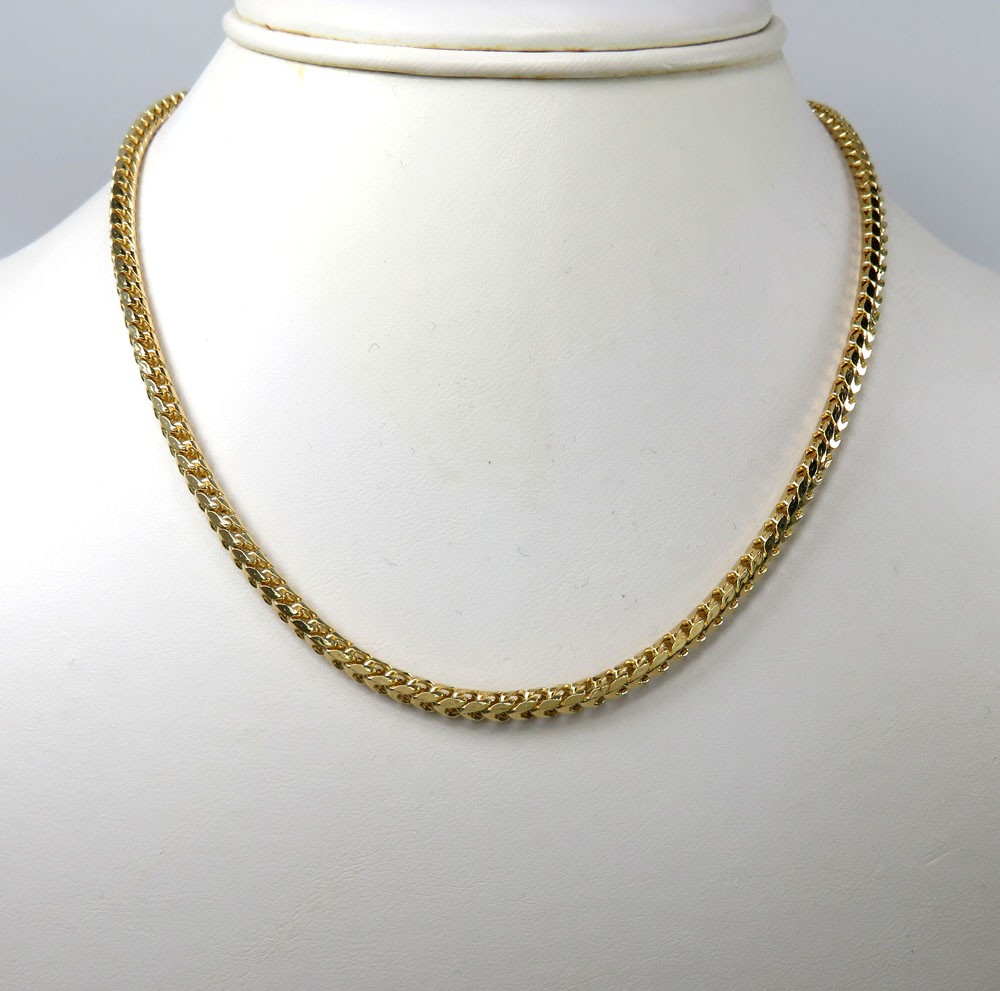 10k yellow gold tight hollow franco link chain 24 inch 3.2mm