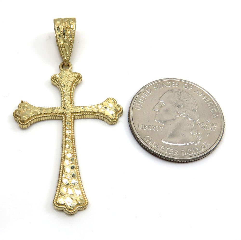 10k yellow gold medium nugget bishop cross