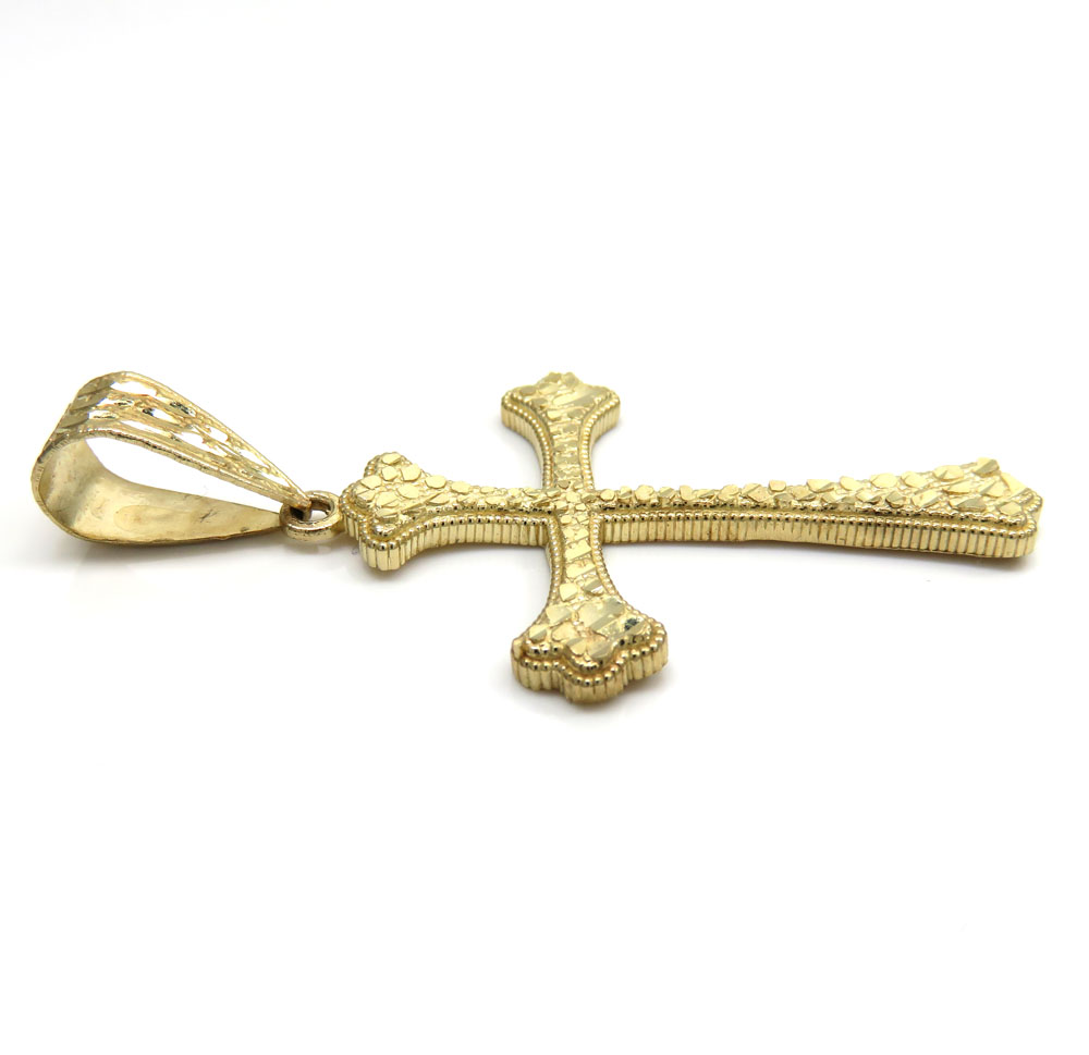 10k yellow gold medium nugget bishop cross - Image 3