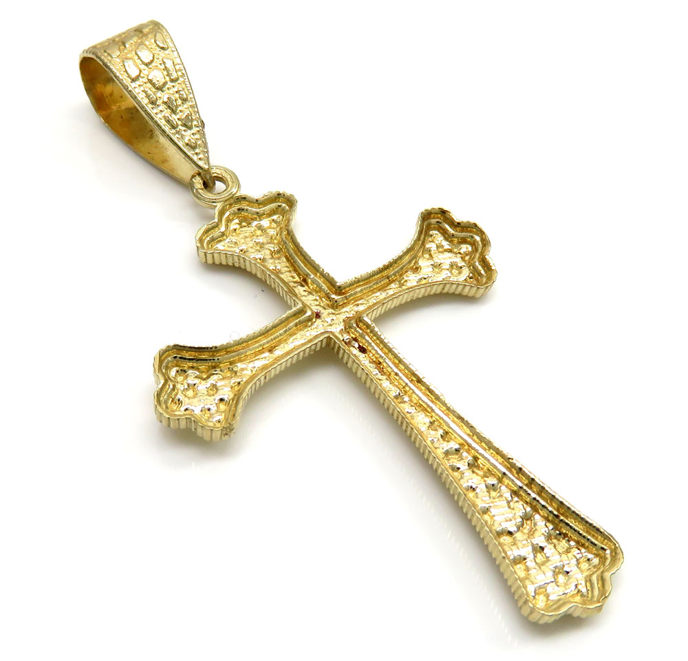 10k yellow gold medium nugget bishop cross
