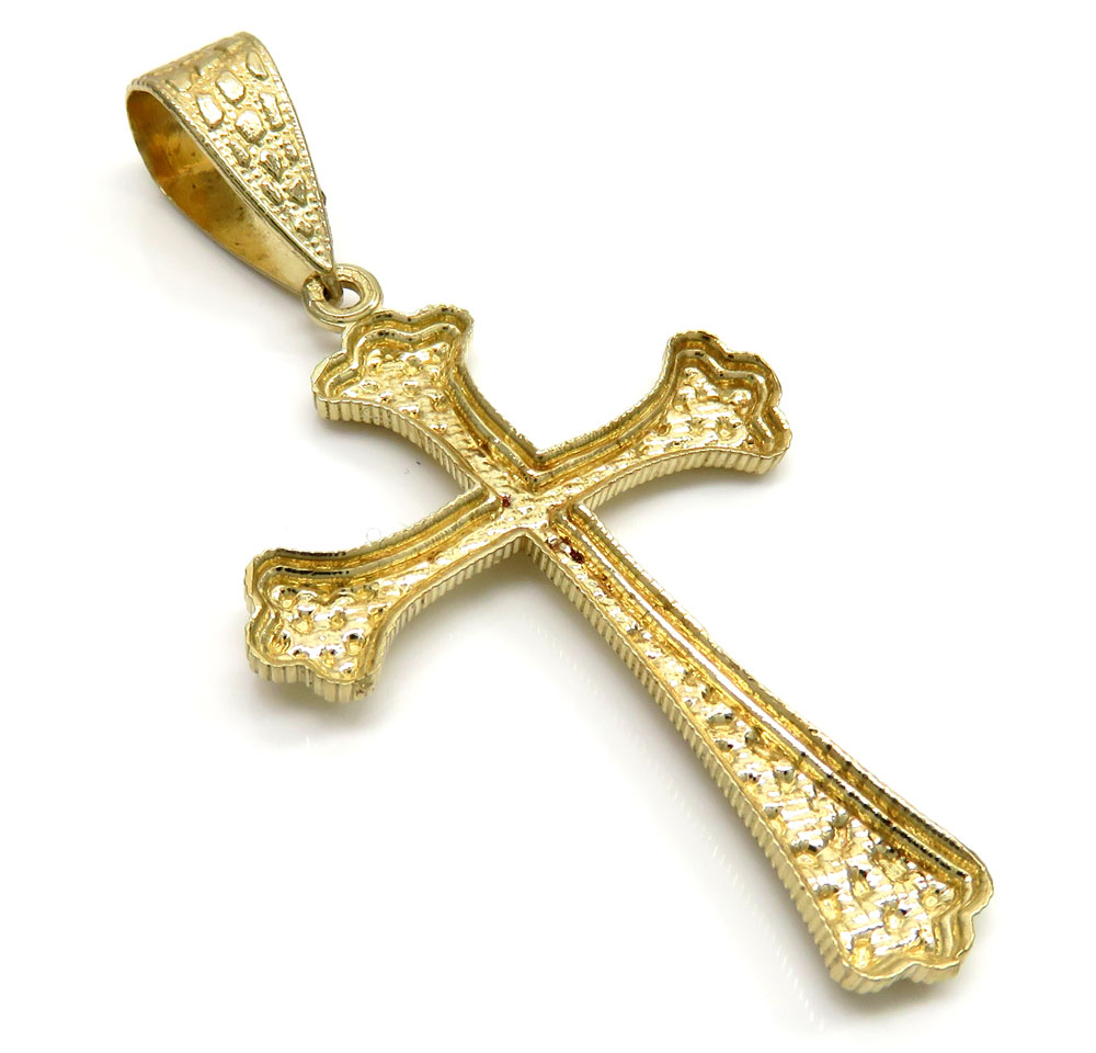 10k yellow gold medium nugget bishop cross - Image 4