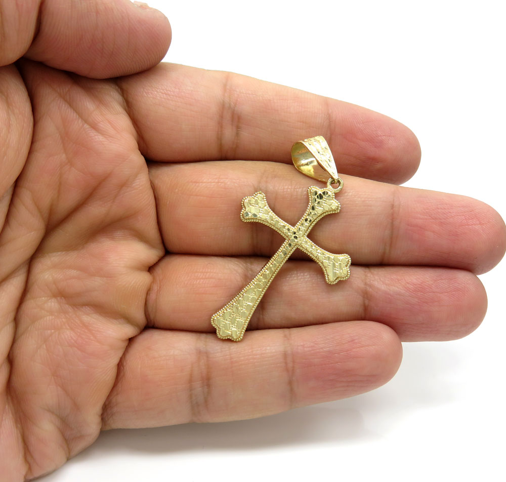 10k yellow gold medium nugget bishop cross - Image 5