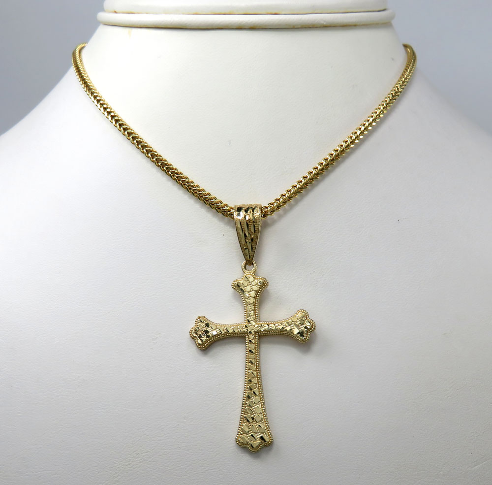 10k yellow gold medium nugget bishop cross