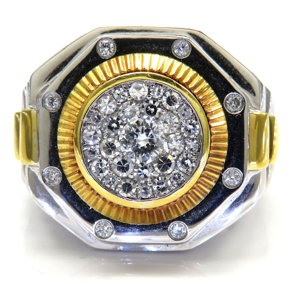 10k two tone diamond gold presidential style ring 0.71ct