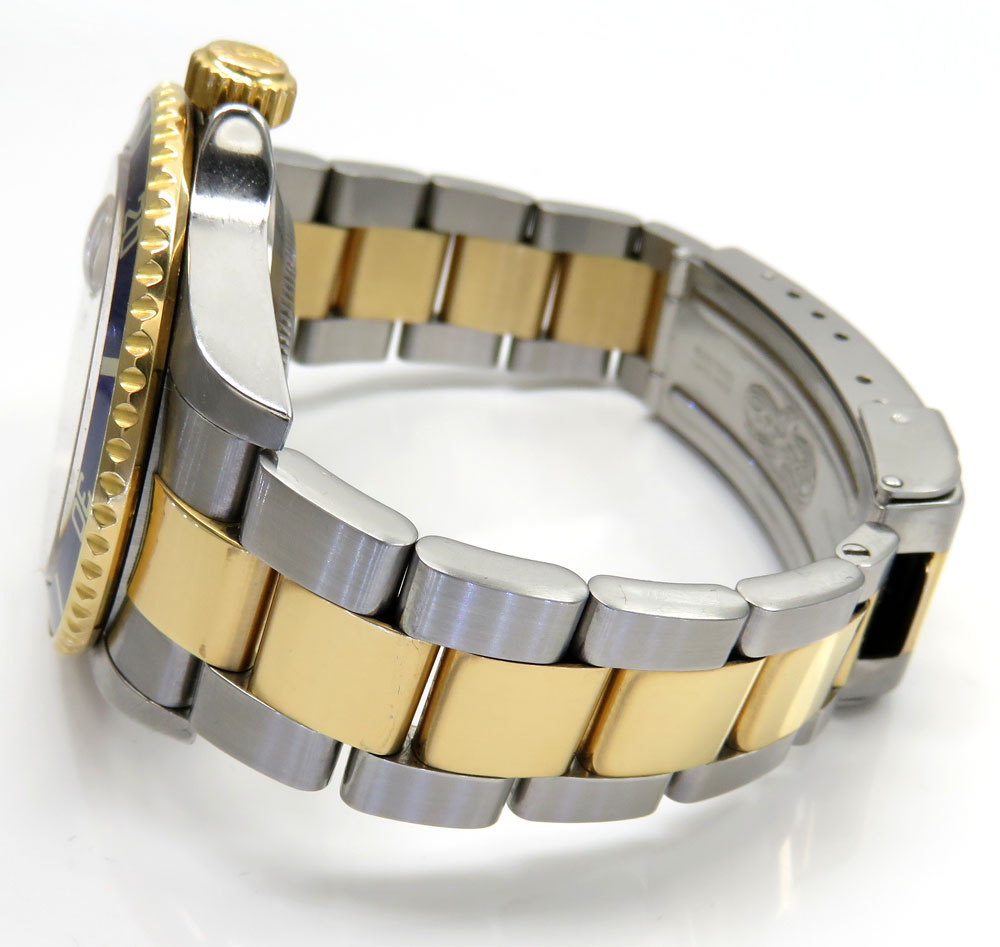 Rolex submariner stainless steel & 18k gold champagne serti diamond dial 40mm watch 16613 - Image 4