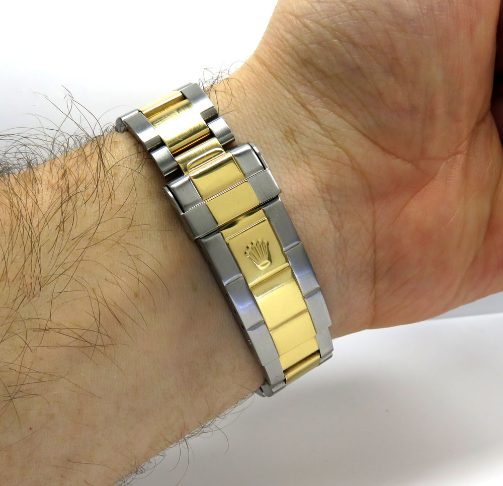 Rolex submariner stainless steel & 18k gold champagne serti diamond dial 40mm watch 16613 - Image 7