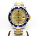 Rolex submariner stainless steel & 18k gold champagne serti diamond dial 40mm watch 16613 